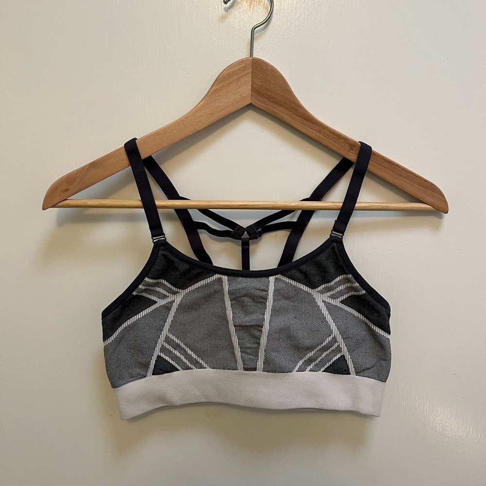 C9 Gray and White Criss Cross Sports Bra - Size Small